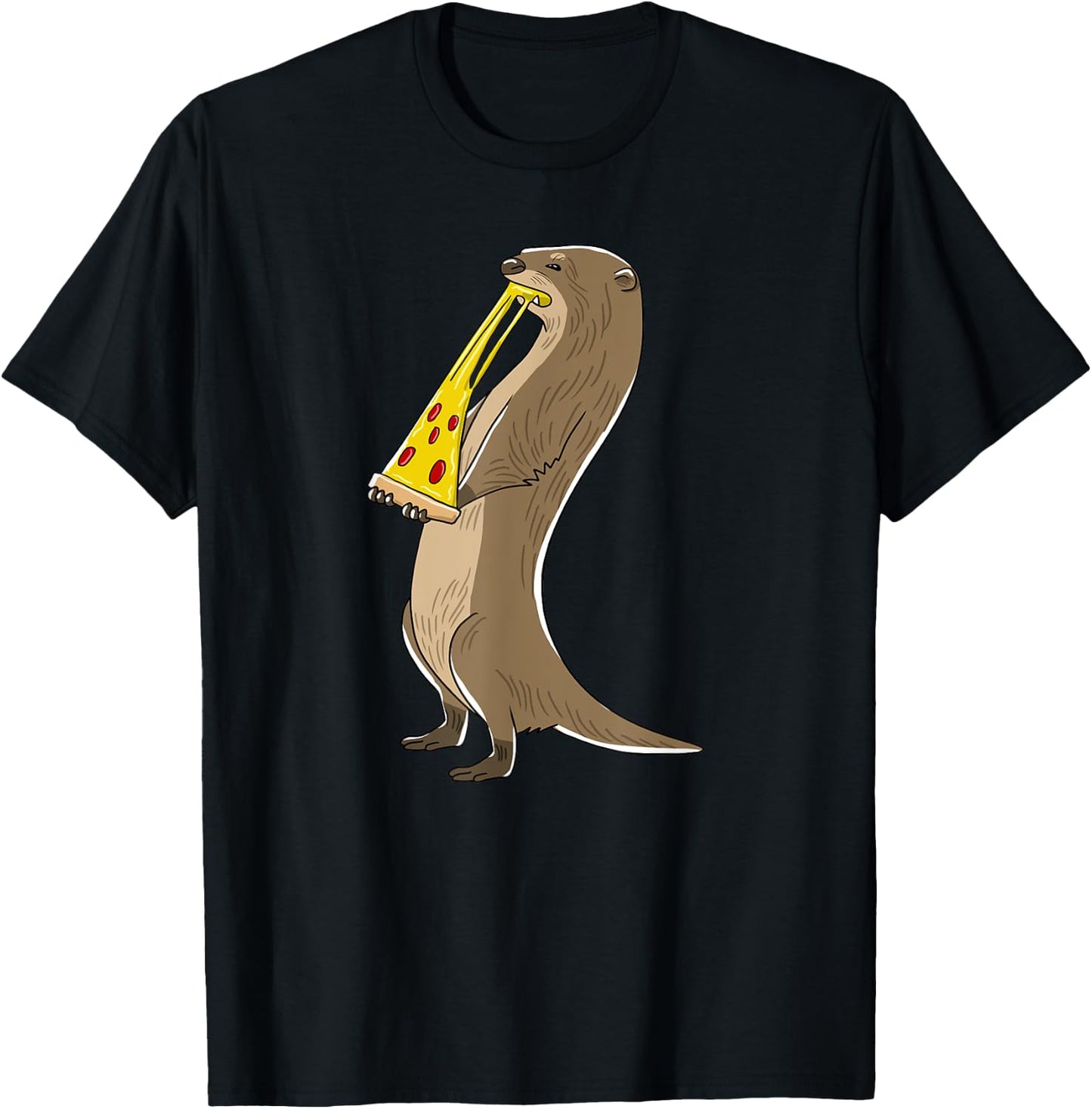 Sea Otter Eating Pizza Funny Animal Snack Food Lover Gift T-Shirt - T-Shirt | Black