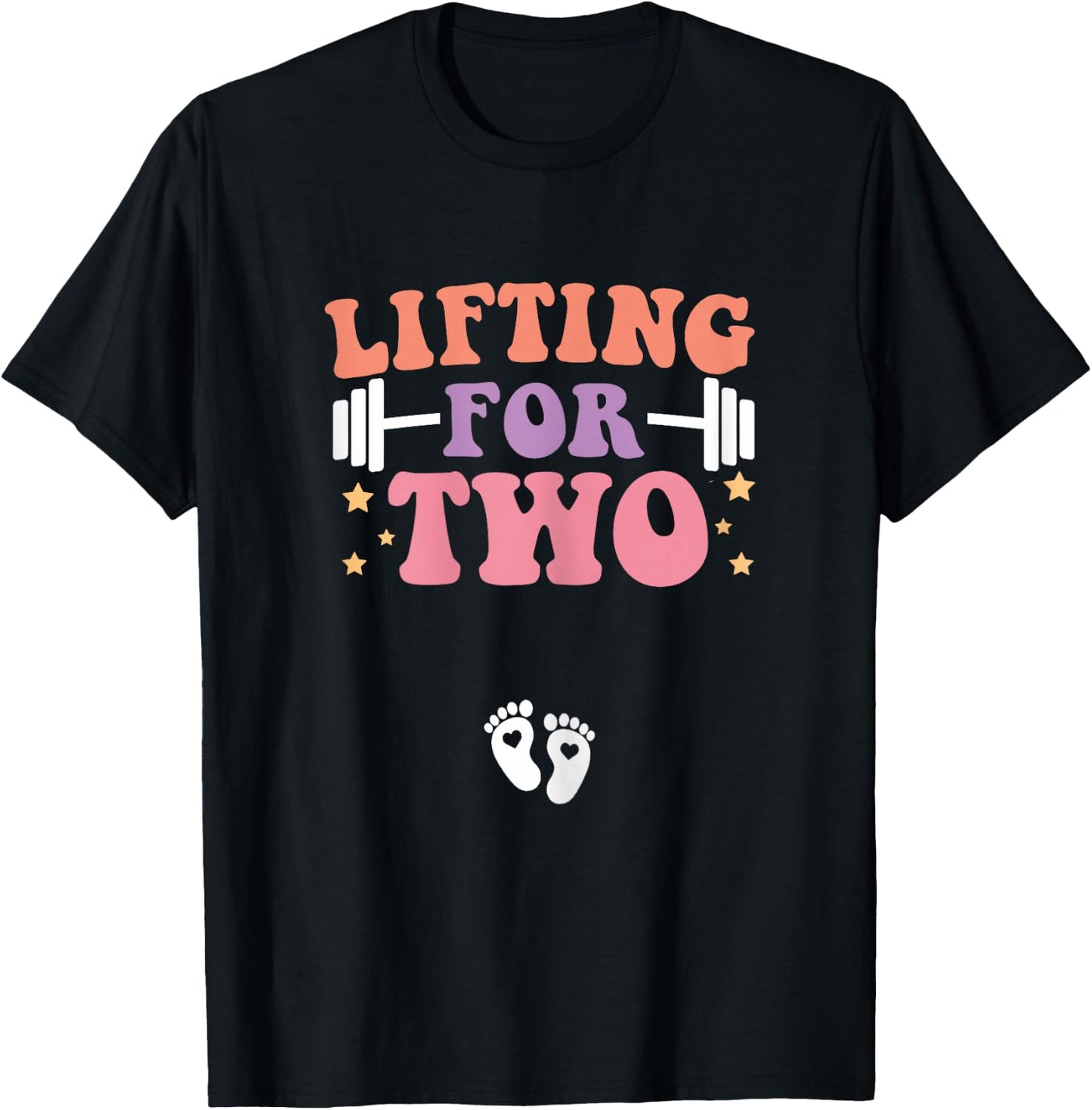 Lifting For Two Funny Pregnancy Gym Workout Expecting Mom T-Shirt - T-Shirt | Black