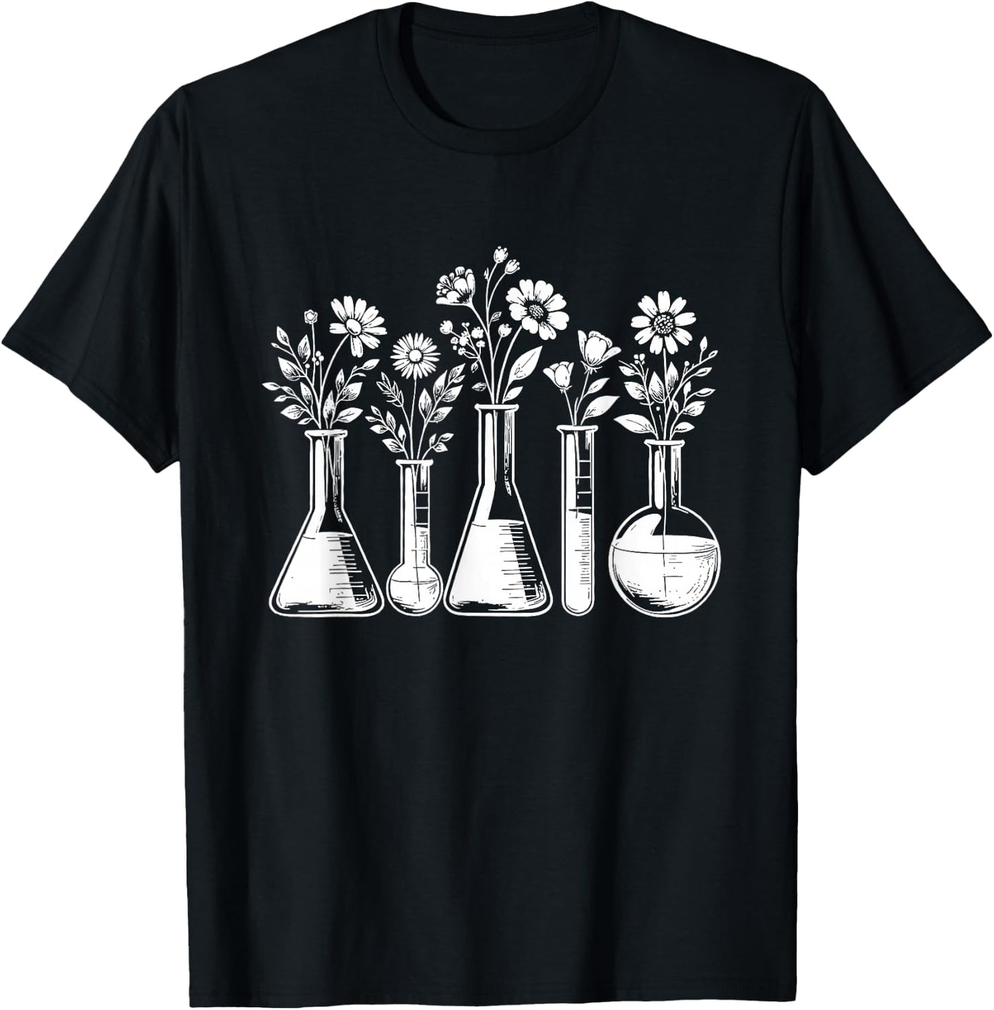 Botanical Beaker Science Teacher Floral Chemistry Lab Week T-Shirt - T-Shirt | Black