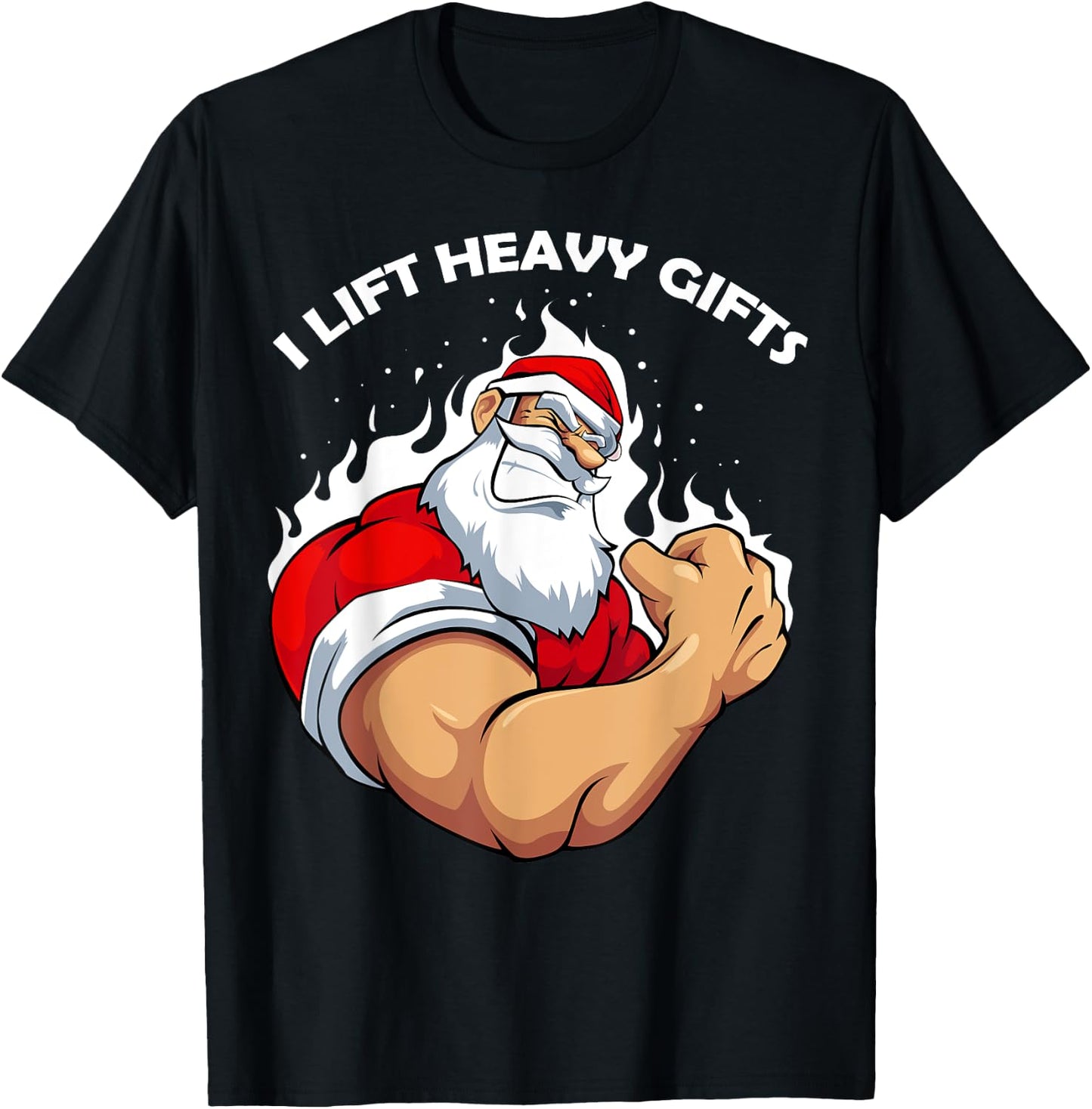 I Lift Heavy s Christmas Cool Santa Bodybuilding Workout T-Shirt - T-Shirt | Black
