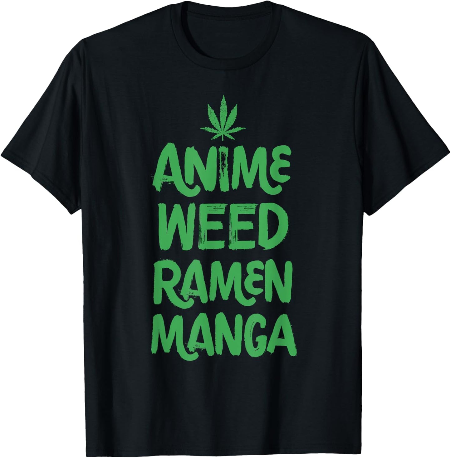Anime Weed Ramen Manga Marijuana Leaf Cannabis Funny Japan T-Shirt - T-Shirt | Black