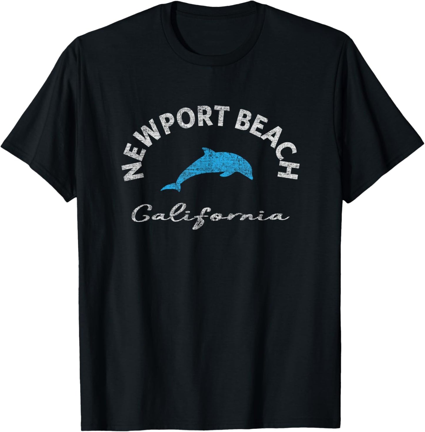 Vintage Newport Beach CA Dolphin T Shirt T-Shirt - T-Shirt | Black