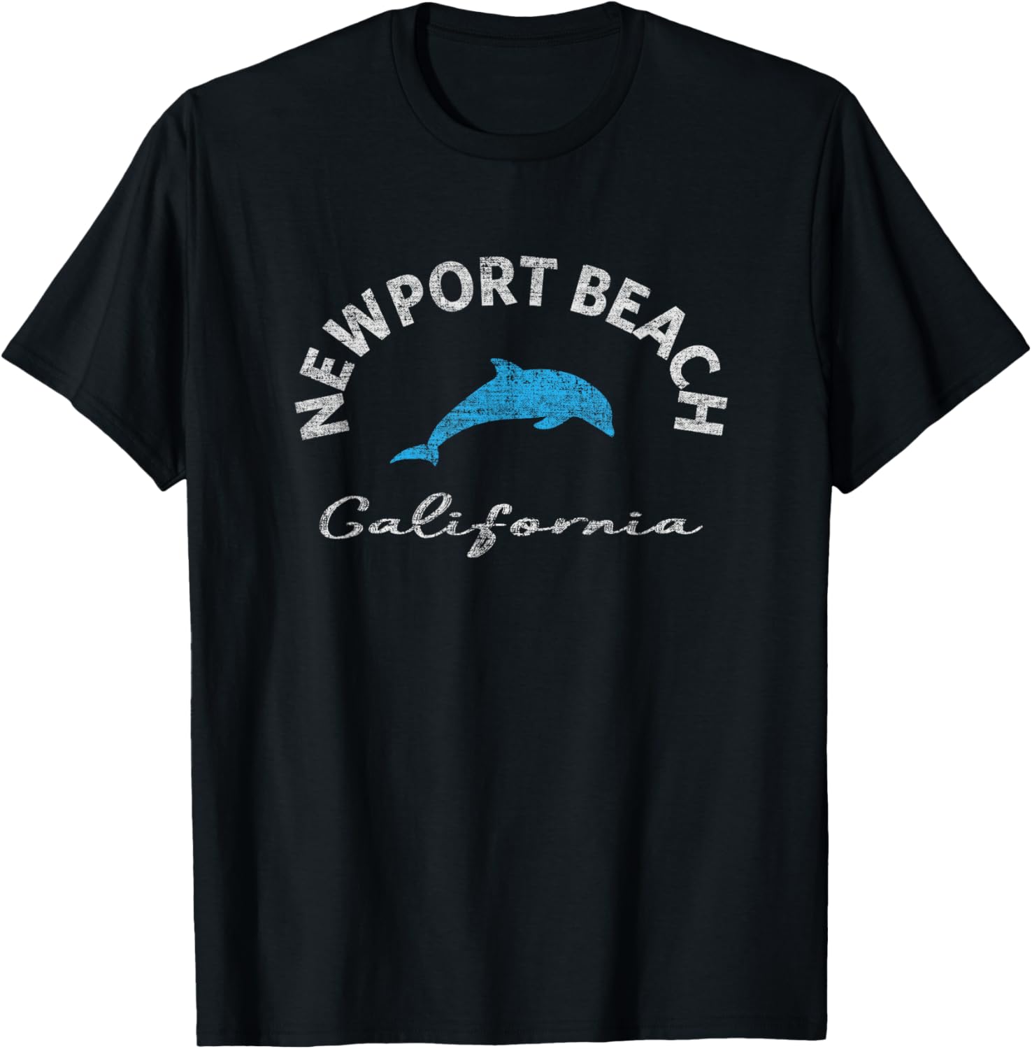 Vintage Newport Beach CA Dolphin T Shirt T-Shirt - T-Shirt | Black