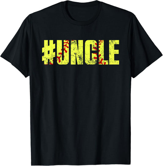 Retro Fathers Day Men Softball Uncle Softball Player T-Shirt - T-Shirt | Black
