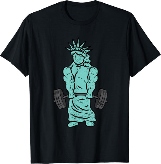 Statue Of Liberty Workout 4th Of July Funny Gym Fitness Kids Men T-Shirt - T-Shirt | Black
