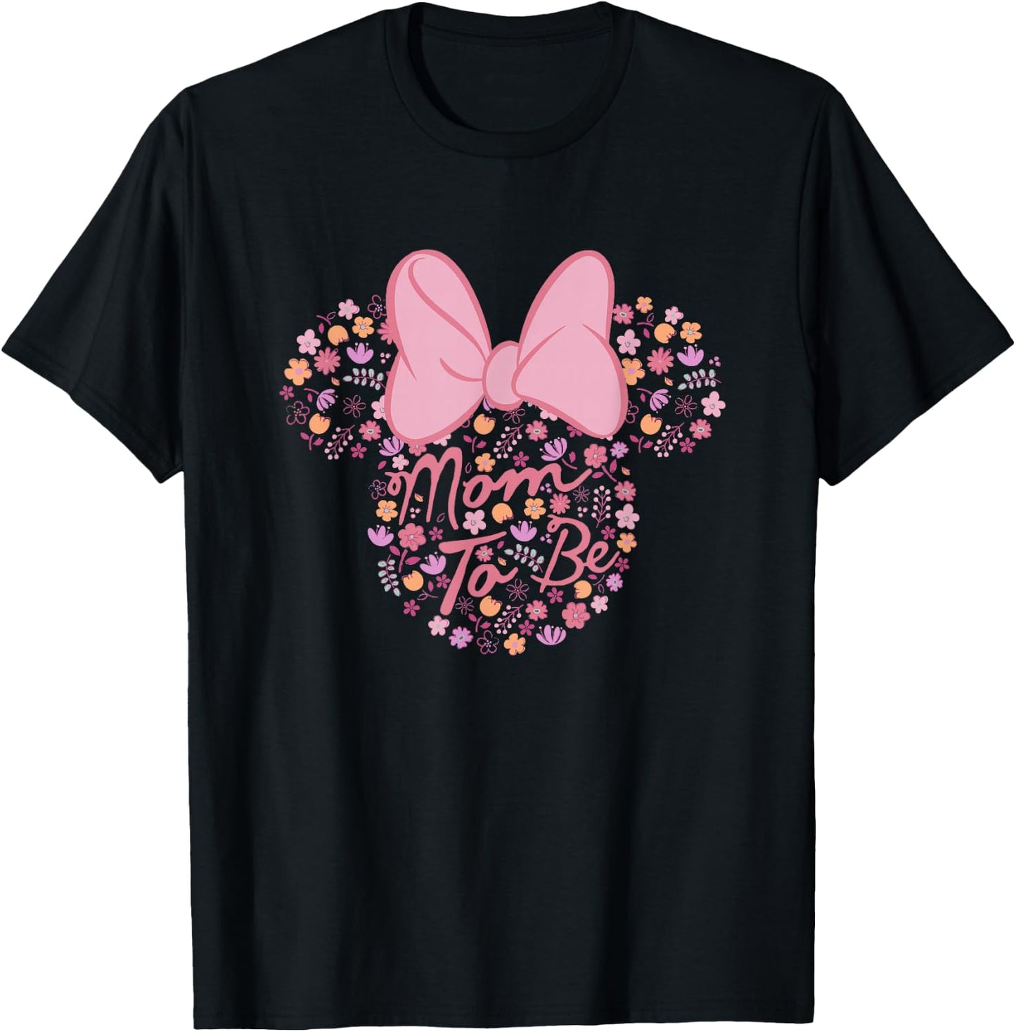 Disney Minnie Mouse Mom to Be Floral Minnie Ears T-Shirt - T-Shirt | Black