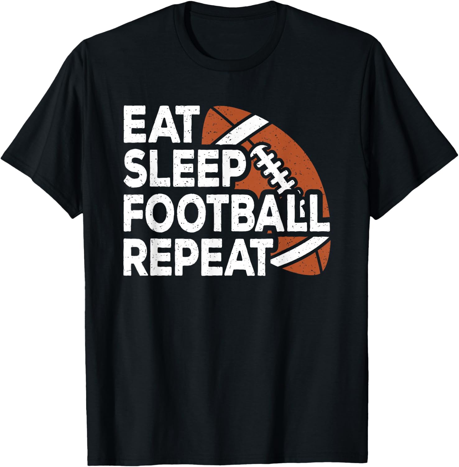 Eat Sleep Football Repeat American Football Men Boys Kids T-Shirt - T-Shirt | Black