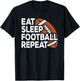 Eat Sleep Football Repeat American Football Men Boys Kids T-Shirt - T-Shirt | Black