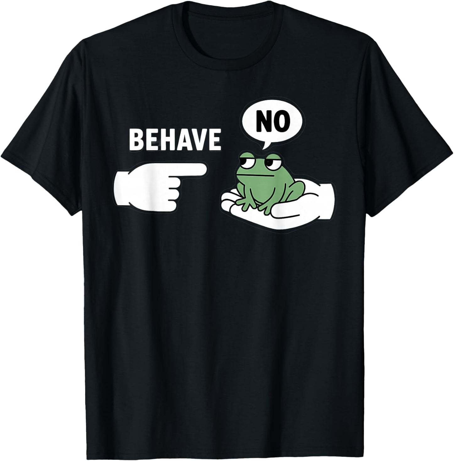 Dishonest Frog Behave No Animal Cartoon Funny Frog Meme T-Shirt - T-Shirt | Black