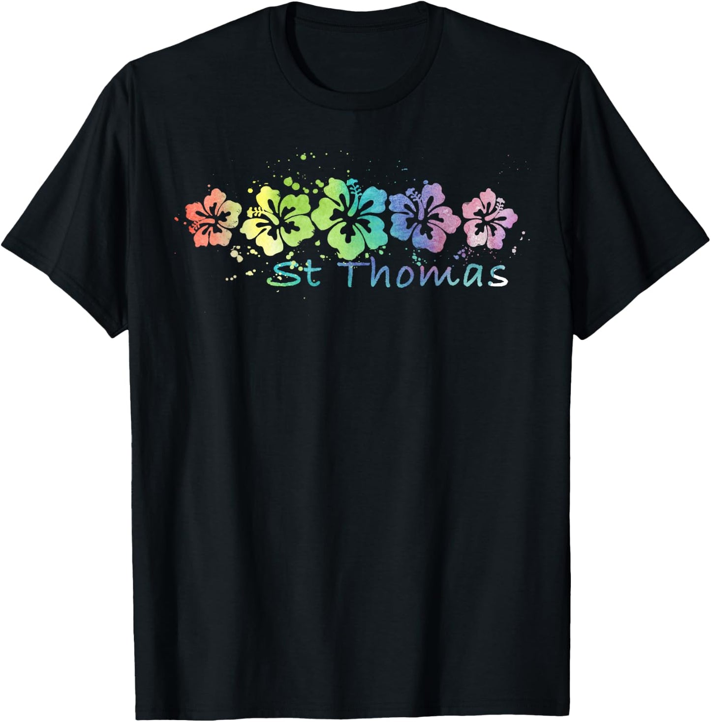 St Thomas Watercolor Beach /Travel Surf T-Shirt - T-Shirt | Black