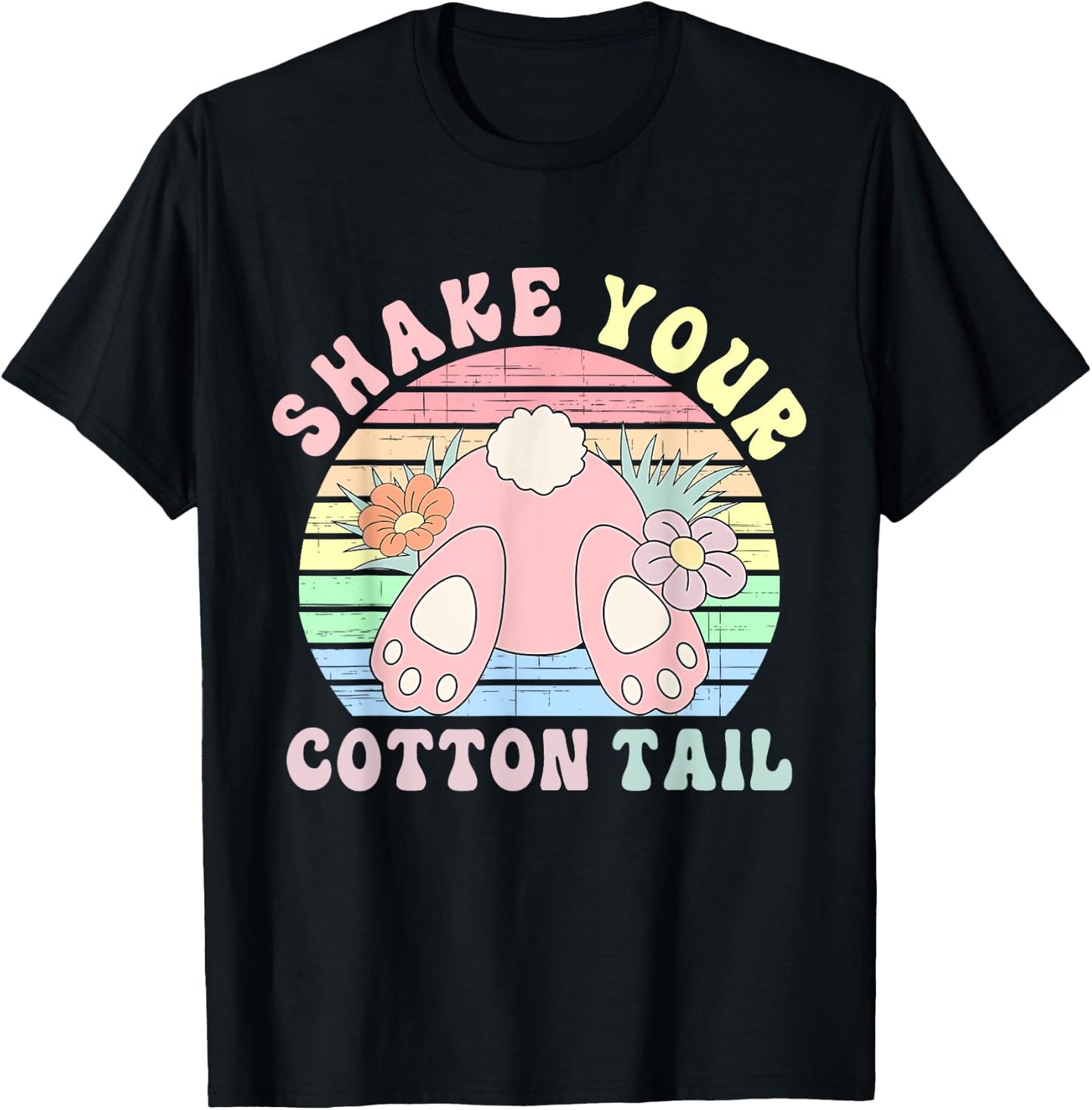 Shake Your Cotton Tail Cute Vintage Design T-Shirt - T-Shirt | Black