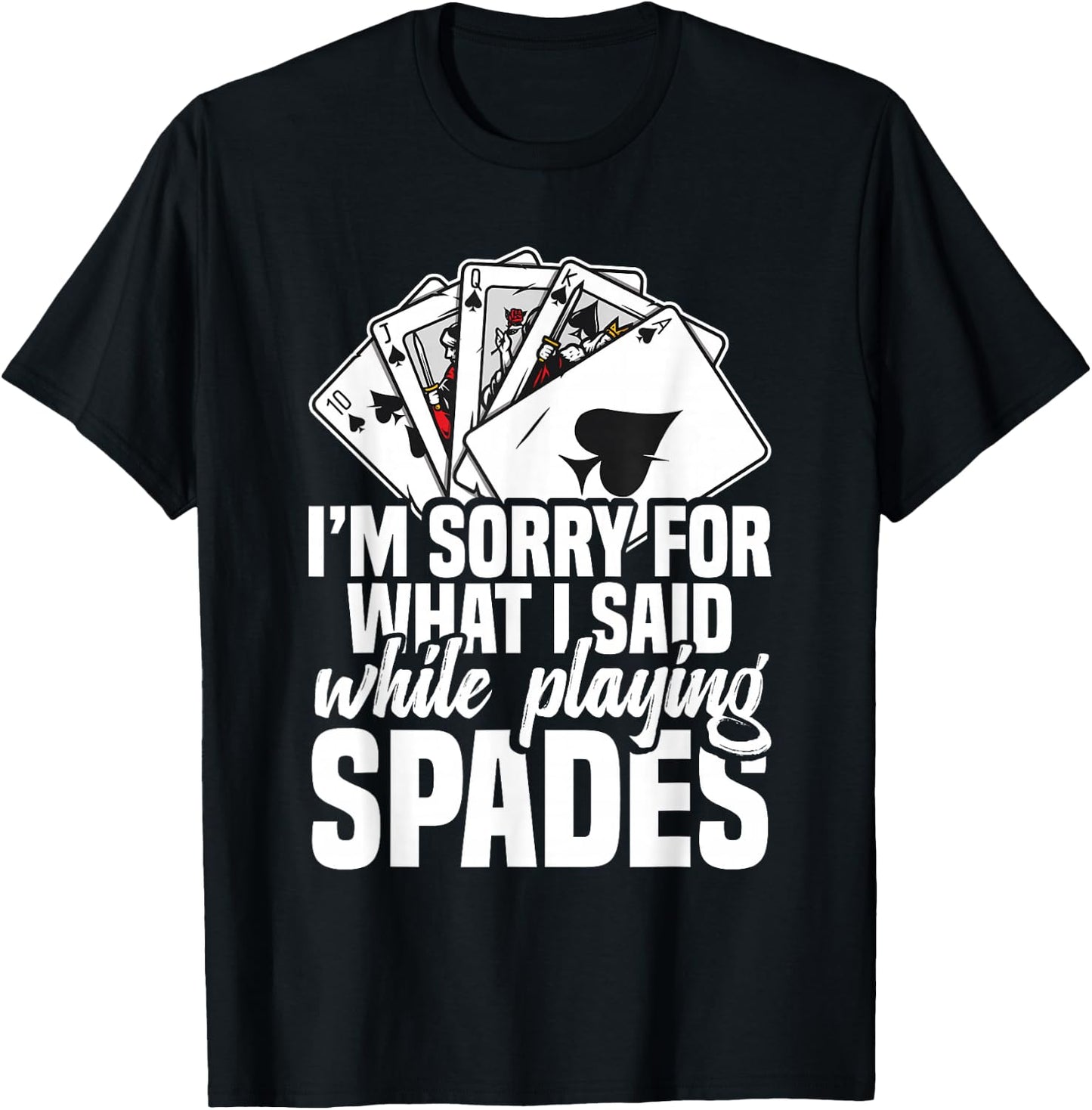 Spades Game Lover Clothing & Spades Set -Adults, -Kids Black Small Modern Sporty Short Sleeve Spades Card Game T-Shirt - T-Shirt | Black