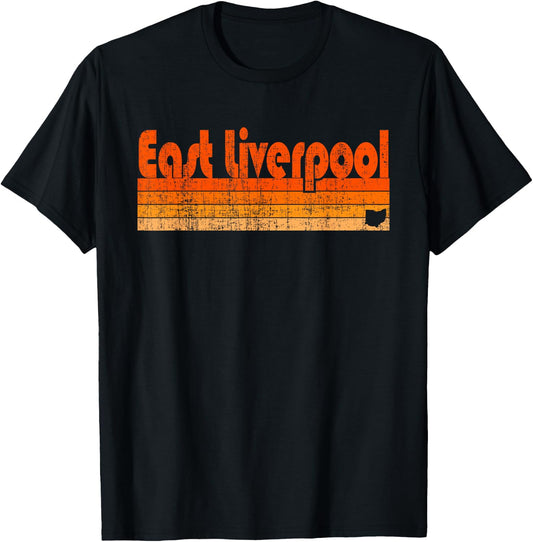 East Liverpool, Ohio Retro 80s Style T-Shirt - T-Shirt | Black