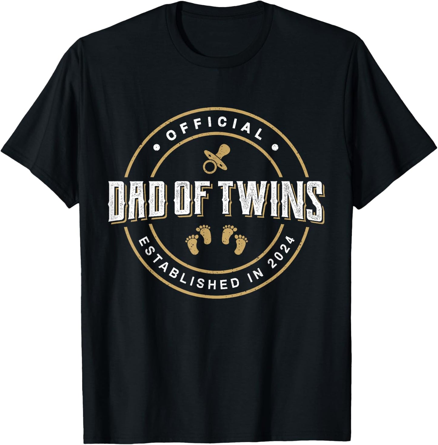 Dad of Twins 2024 New Dad To Be Expecting Daddy of Twins T-Shirt - T-Shirt | Black