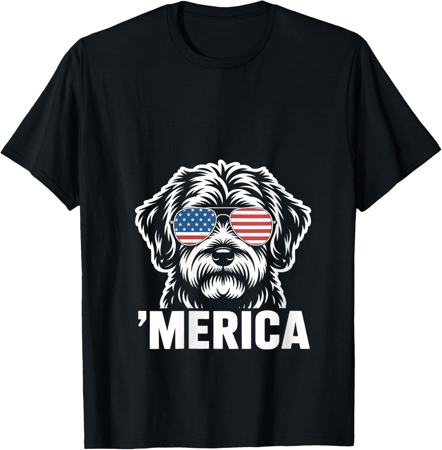 Women's Patriotic USA American Flag 4th of July Schnoodle V-Neck T-Shirt - T-Shirt | Black