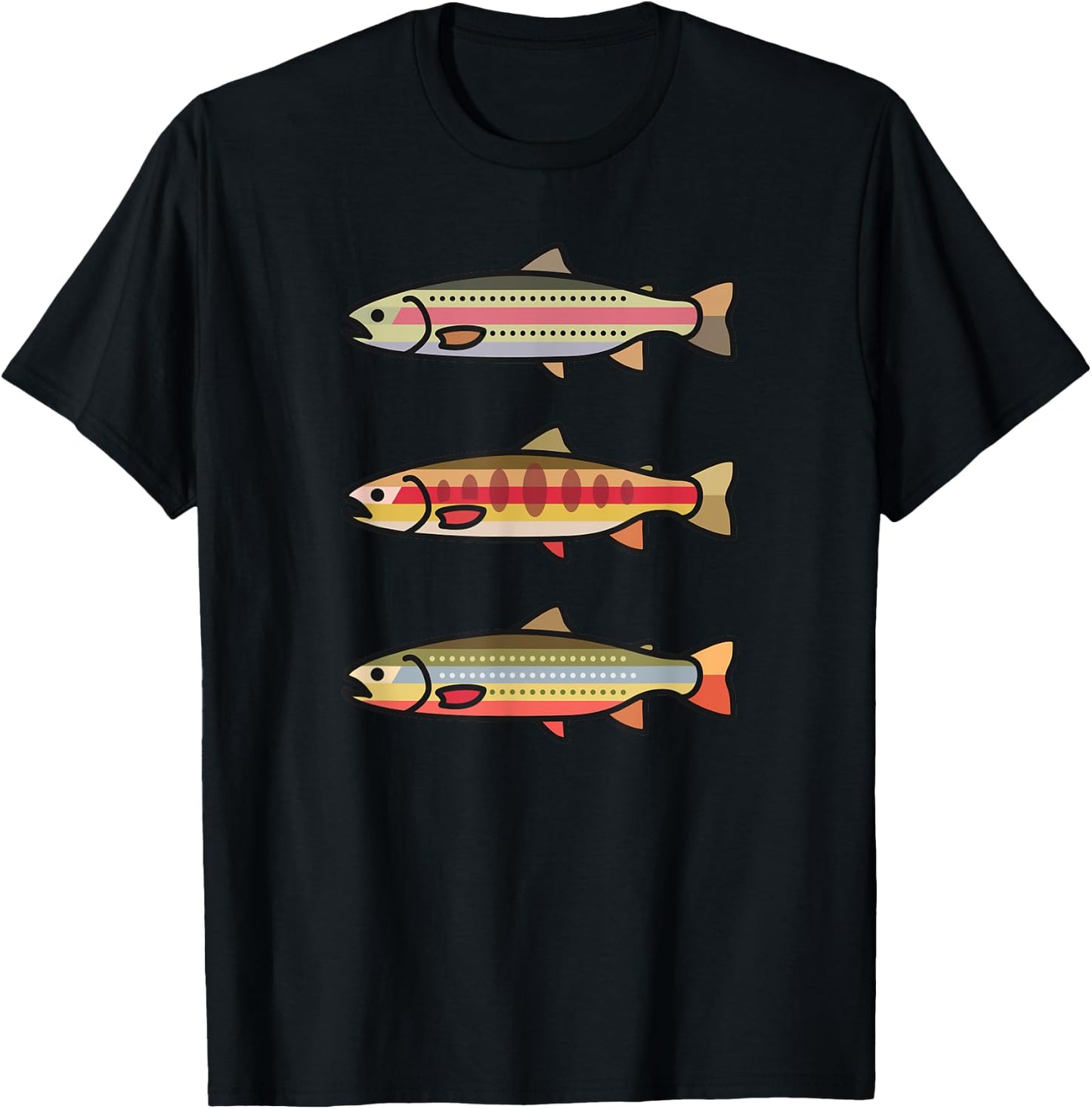Rainbow Golden Brook Trout Fishing Gift Anglers T-Shirt - T-Shirt | Black