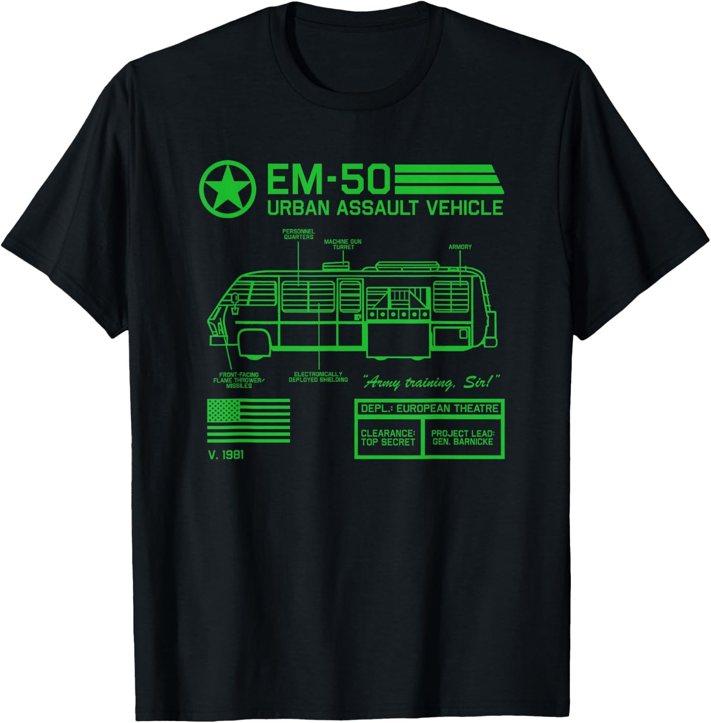 EM-50 Urban Assault Vehicle (1981) T-Shirt - T-Shirt | Black