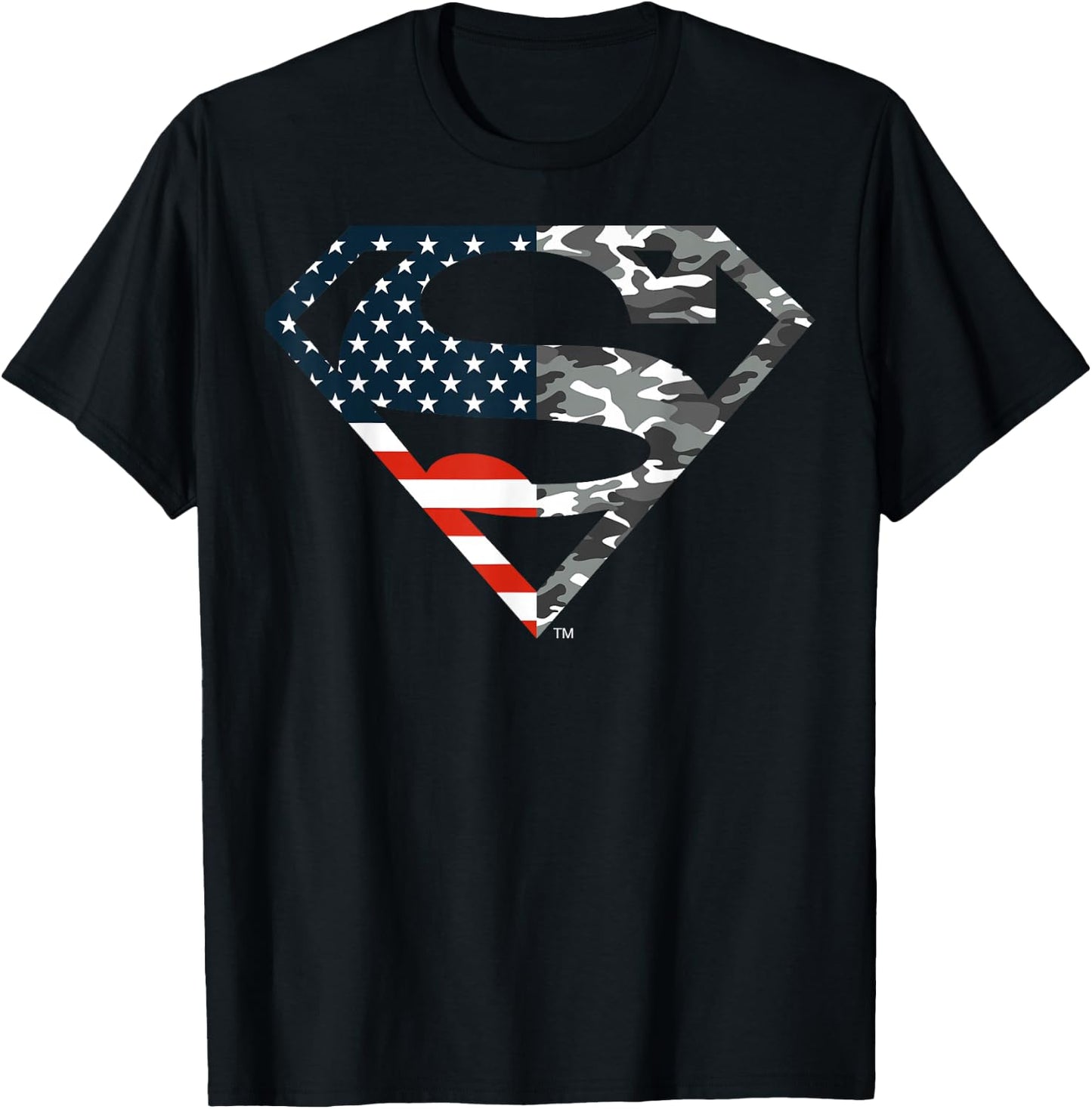 DC Comics Superman American Flag Camo Logo T-Shirt - T-Shirt | Black