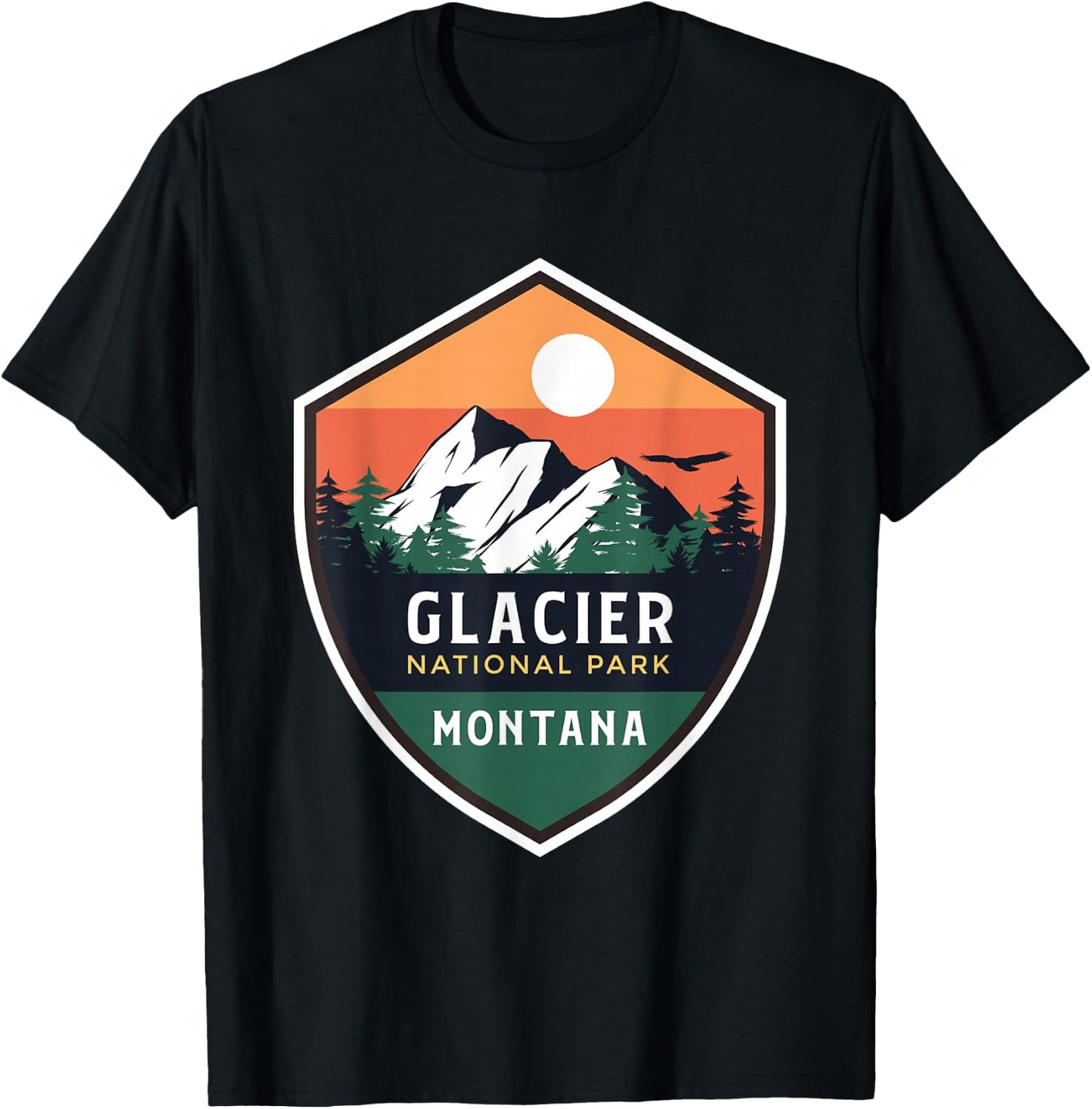 Glacier National Park Shirt Vintage Glacier Park Shirt Camp T-Shirt - T-Shirt | Black