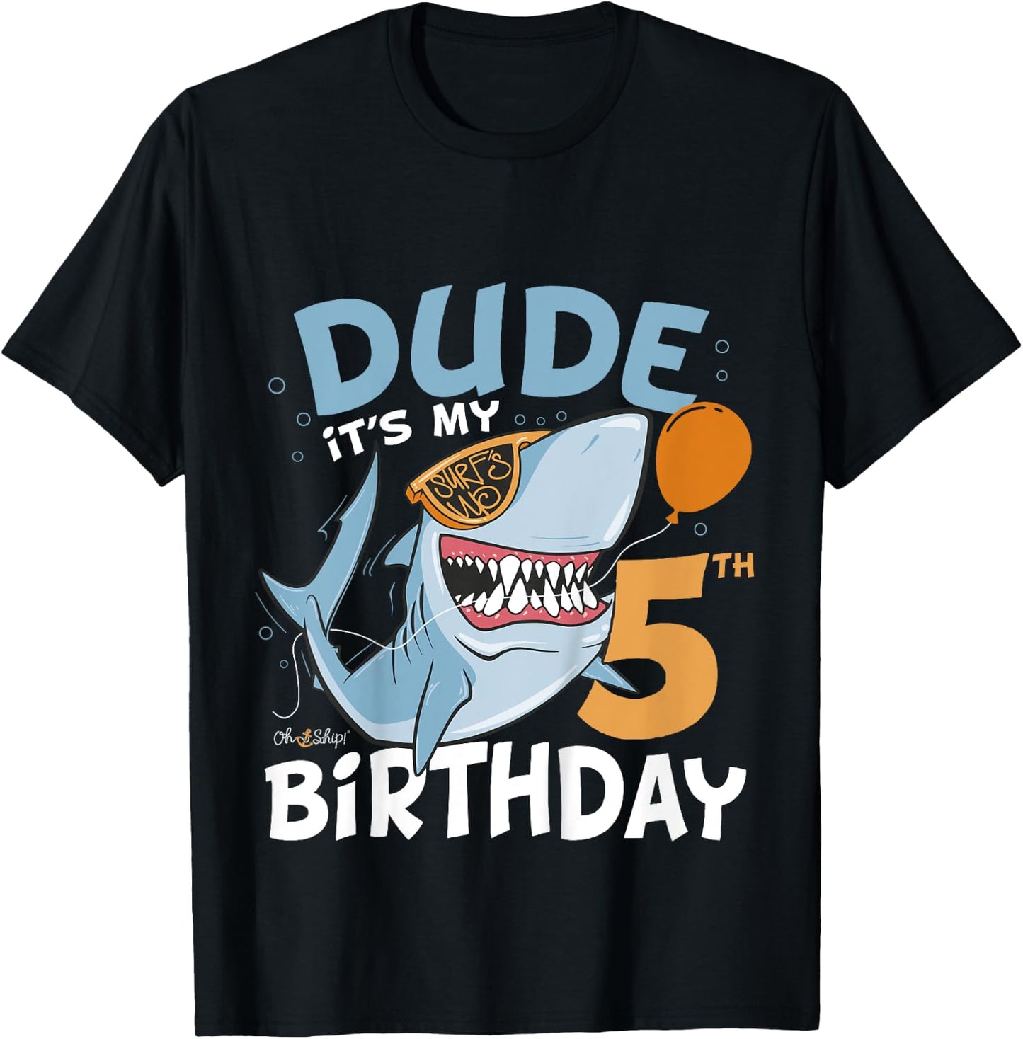 Kids Dude it's my 5th Birthday - 5th Shark Birthday Boy T-Shirt - T-Shirt | Black