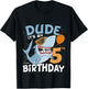 Kids Dude it's my 5th Birthday - 5th Shark Birthday Boy T-Shirt - T-Shirt | Black