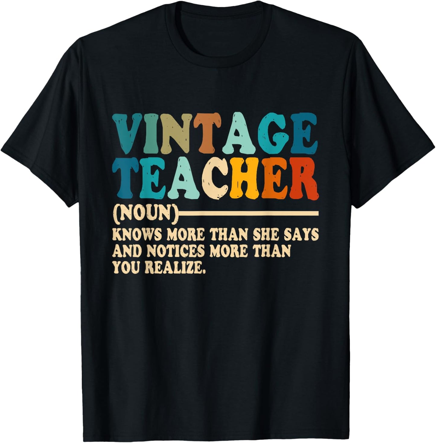 Vintage Teacher Knows More Than She Says Outfit Definition Men Women T-Shirt - T-Shirt | Black