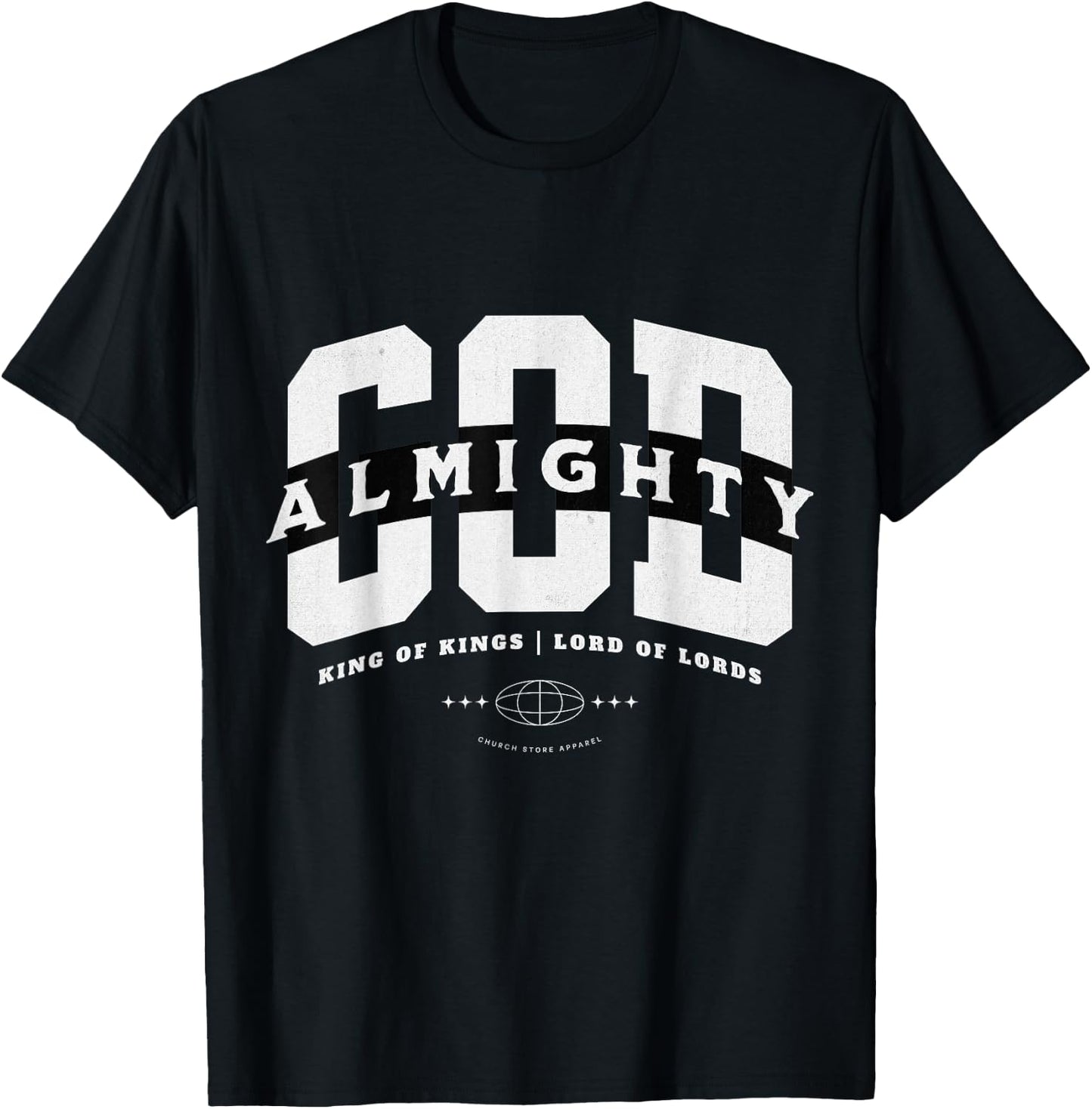 Big Bold God Almighty, King Of Kings, Lord Of Lords Emblem T-Shirt - T-Shirt | Black