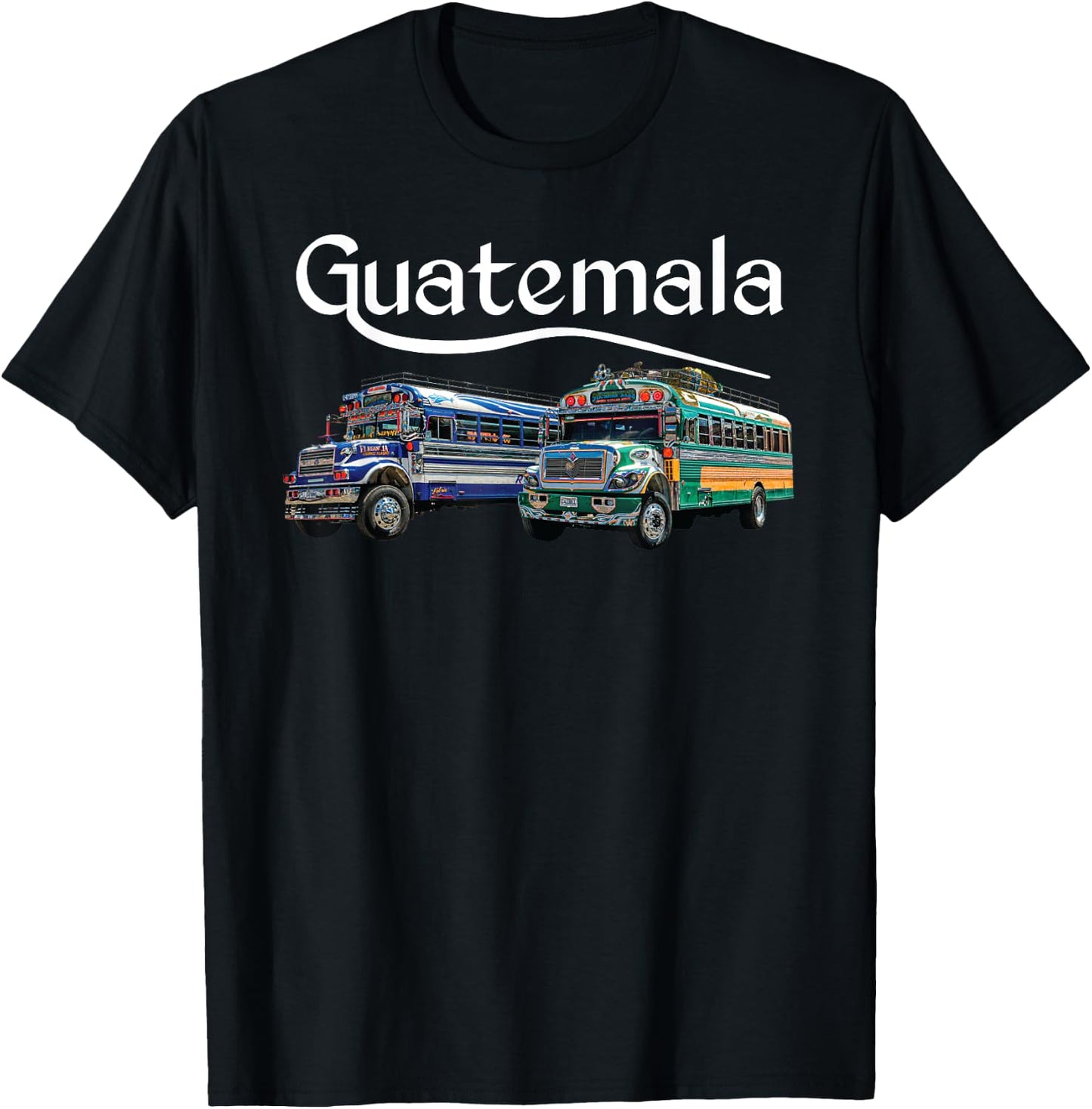 Chicken Bus Guatemala Chapin Quetzal Antigua Tikal Maya 502 T-Shirt - T-Shirt | Black