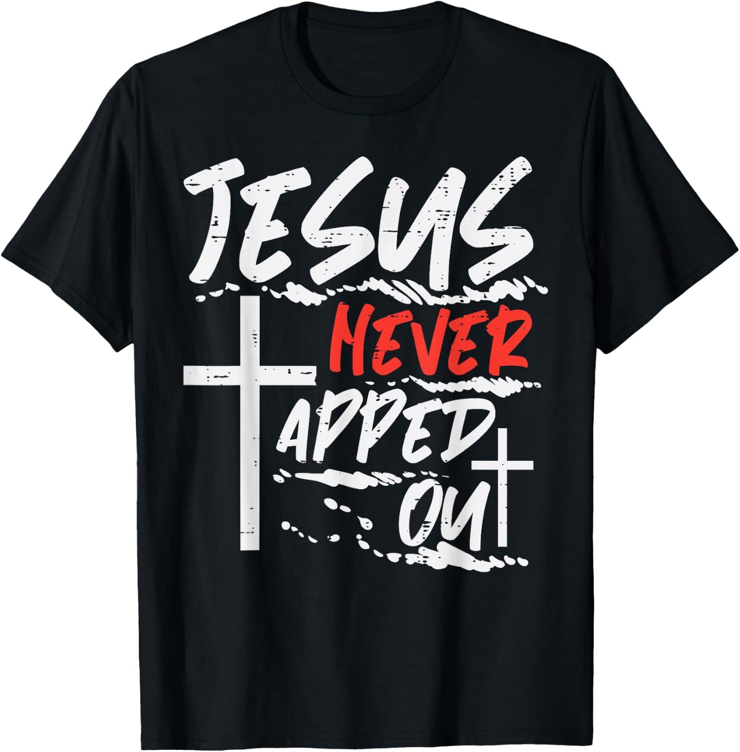 Wrestling Jesus Never Tapped Out Christian Wrestle Men Women T-Shirt - T-Shirt | Black