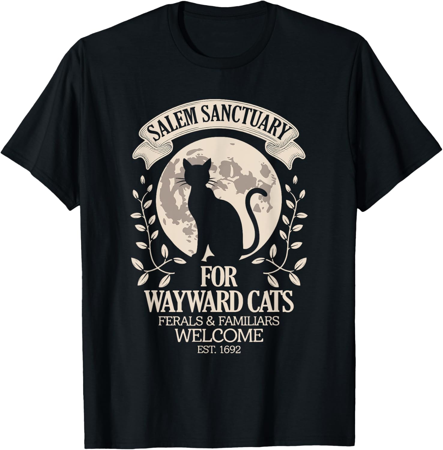 Salem Sanctuary For Wayward Cats Black Cat Halloween Men Women Kids T-Shirt - T-Shirt | Black