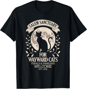 Salem Sanctuary For Wayward Cats Black Cat Halloween Men Women Kids T-Shirt - T-Shirt | Black