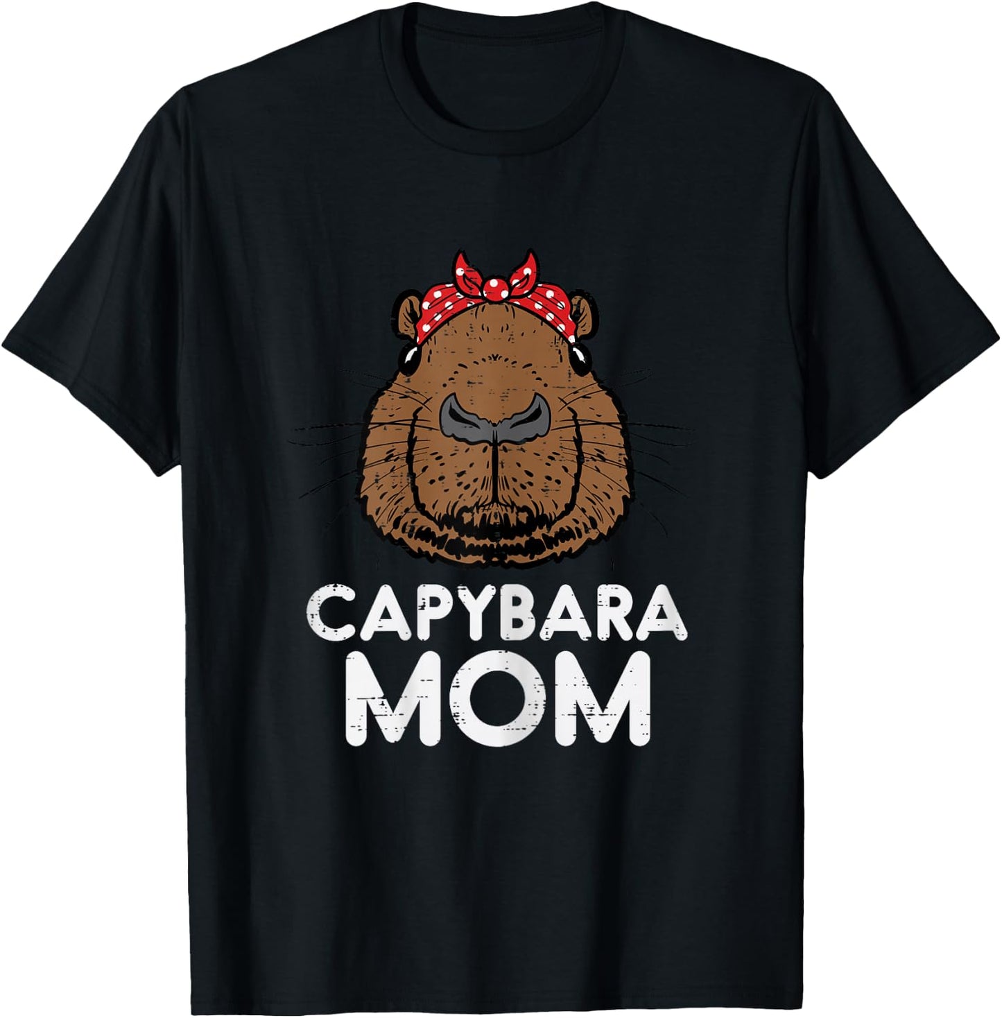 Capybara Mom Face Bandana Cute Capy Mama Mommy Rodent Women T-Shirt - T-Shirt | Black