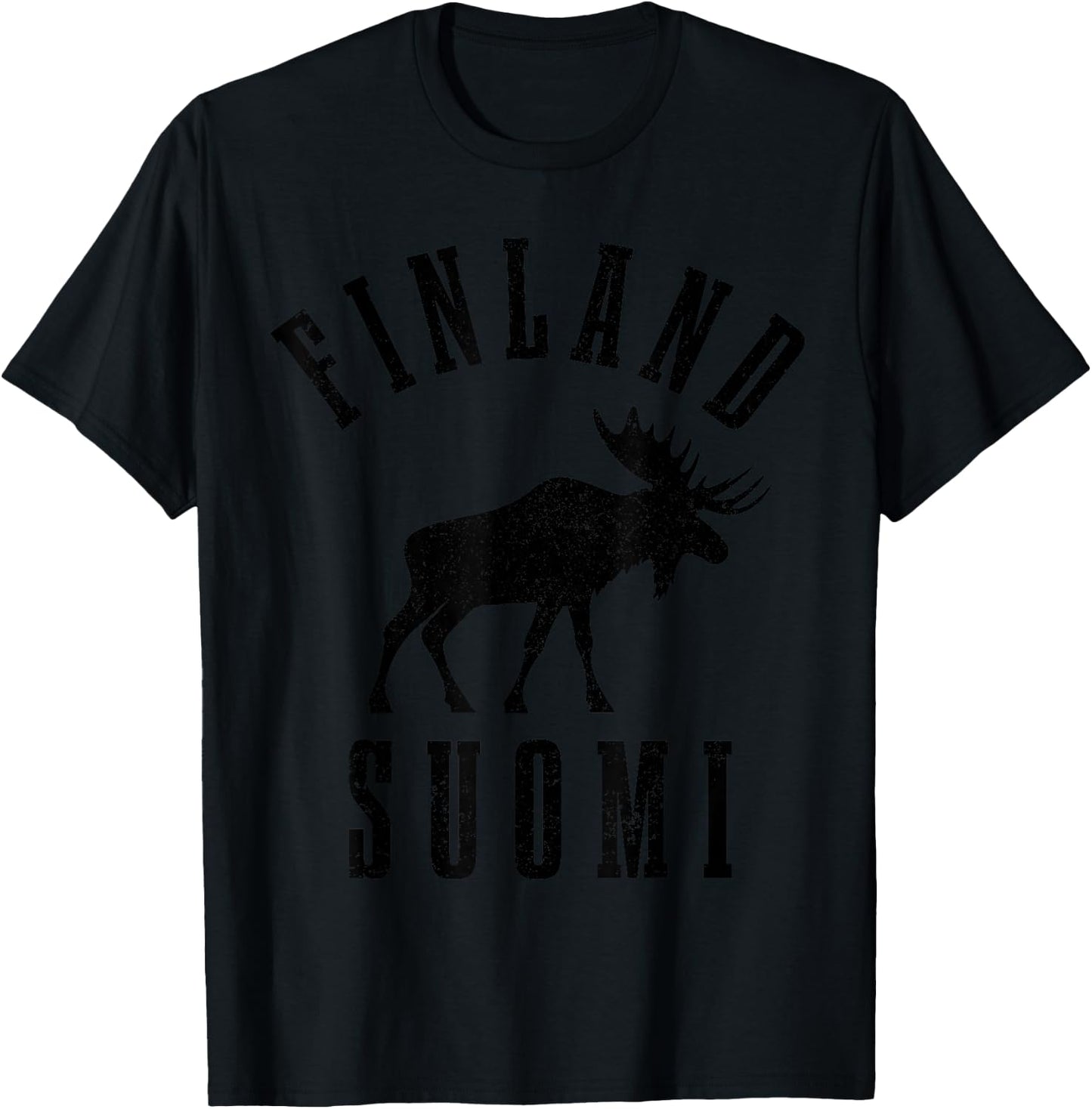 Finland Suomi Moose Finnish Finn Sisu Souvenir Vintage T-Shirt - T-Shirt | Black