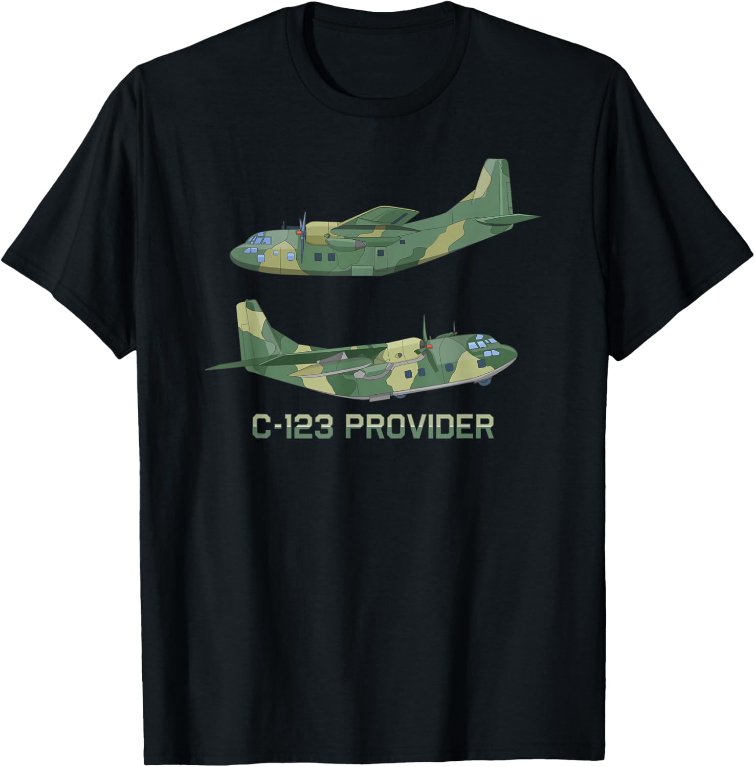 C-123 Provider US Transport Plane Chart T-Shirt - T-Shirt | Black