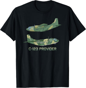 C-123 Provider US Transport Plane Chart T-Shirt - T-Shirt | Black