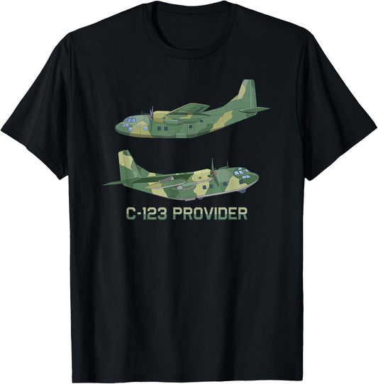 C-123 Provider US Transport Plane Chart T-Shirt - T-Shirt | Black