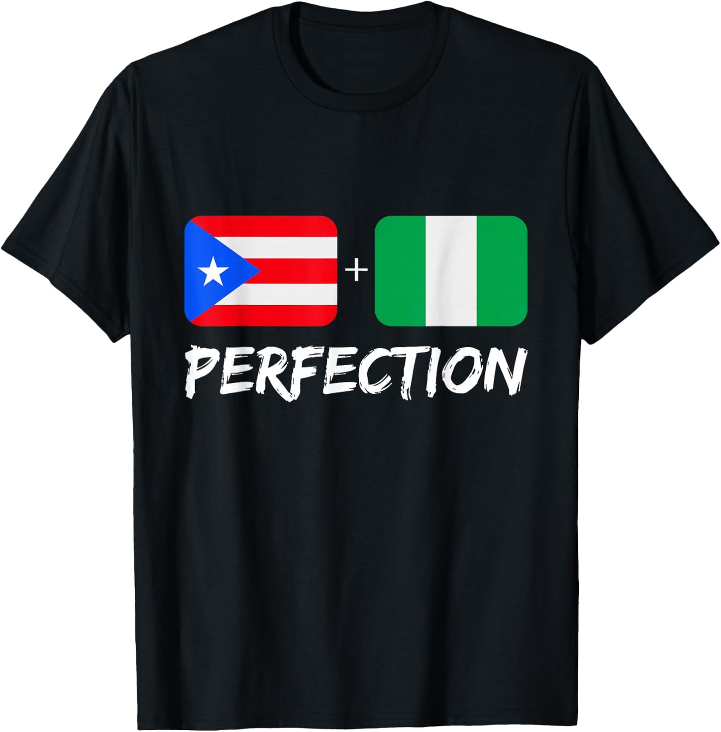 Puerto Rican Plus Nigerian Perfection Mix Heritage Flag T-Shirt - T-Shirt | Black