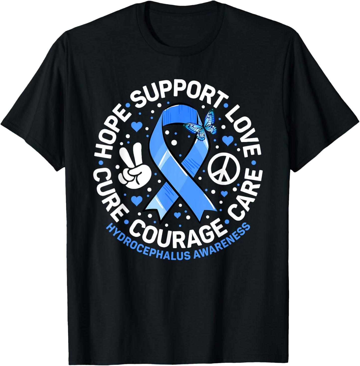 Hydrocephalus Support Blue Ribbon Hydrocephalus Awareness T-Shirt - T-Shirt | Black