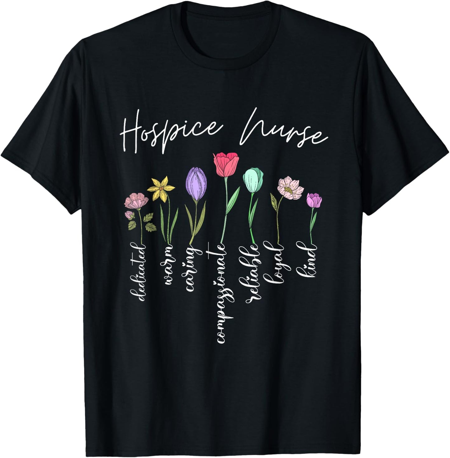 Hospice nurse for girls women flowers Hospice nurse floral T-Shirt - T-Shirt | Black