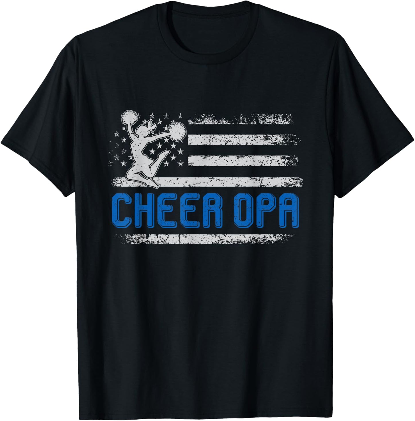 Cheer Opa American Flag Gifts For Father's Day Cheerleader T-Shirt - T-Shirt | Black