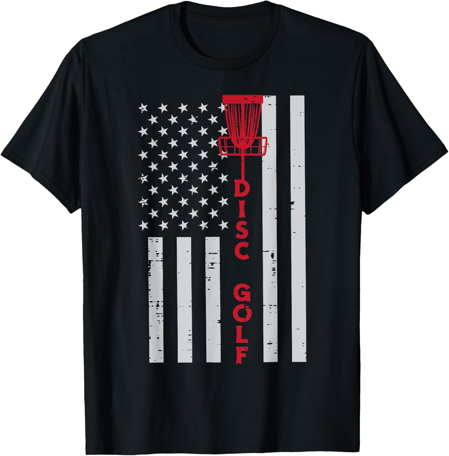 Disc Golf US Flag Frisbee Frolf Patriotic Men Women Kids T-Shirt - T-Shirt | Black