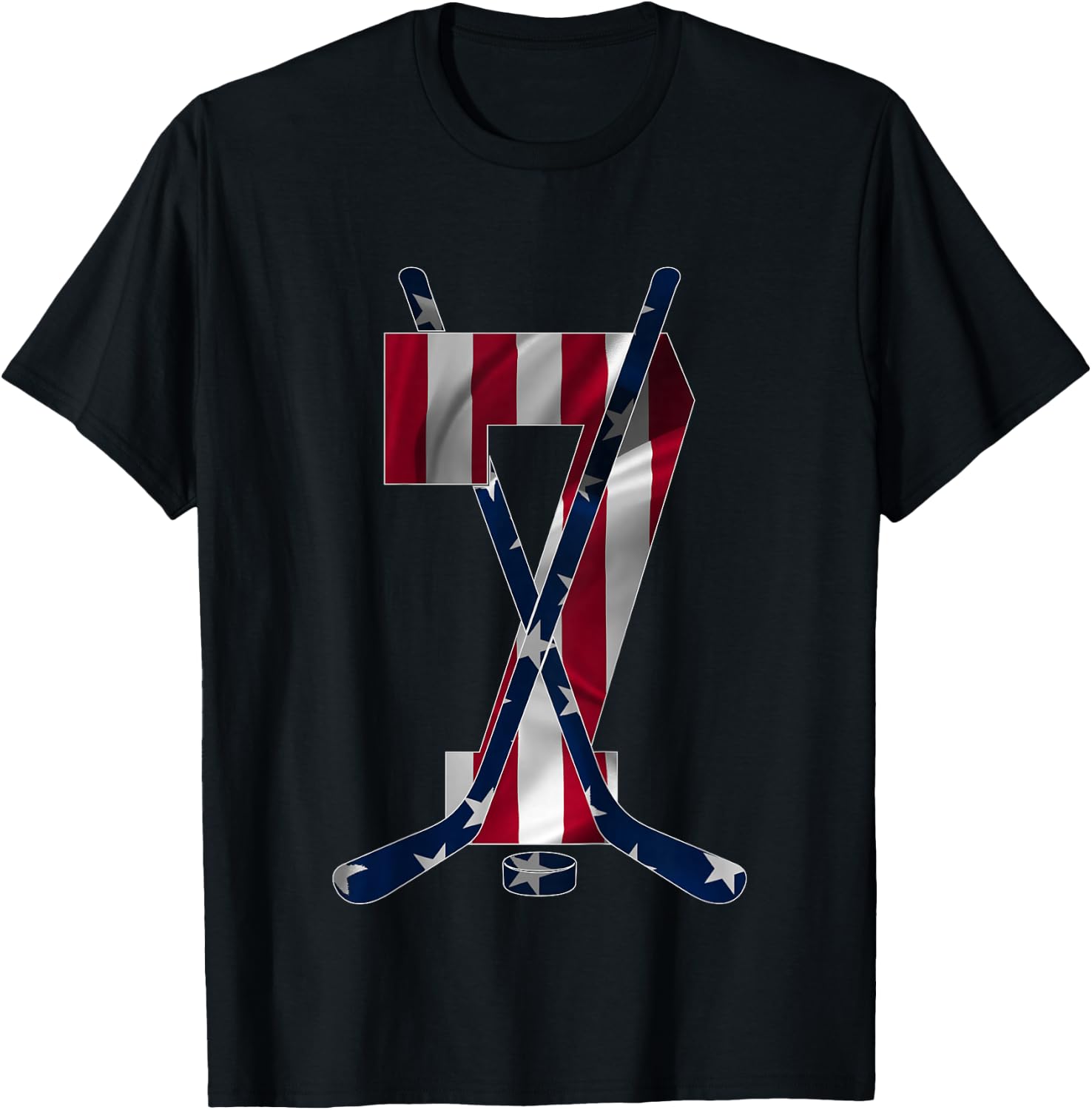 Number 7 Years Ice Hockey 7th Birthday T-Shirt - T-Shirt | Black