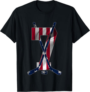Number 7 Years Ice Hockey 7th Birthday T-Shirt - T-Shirt | Black