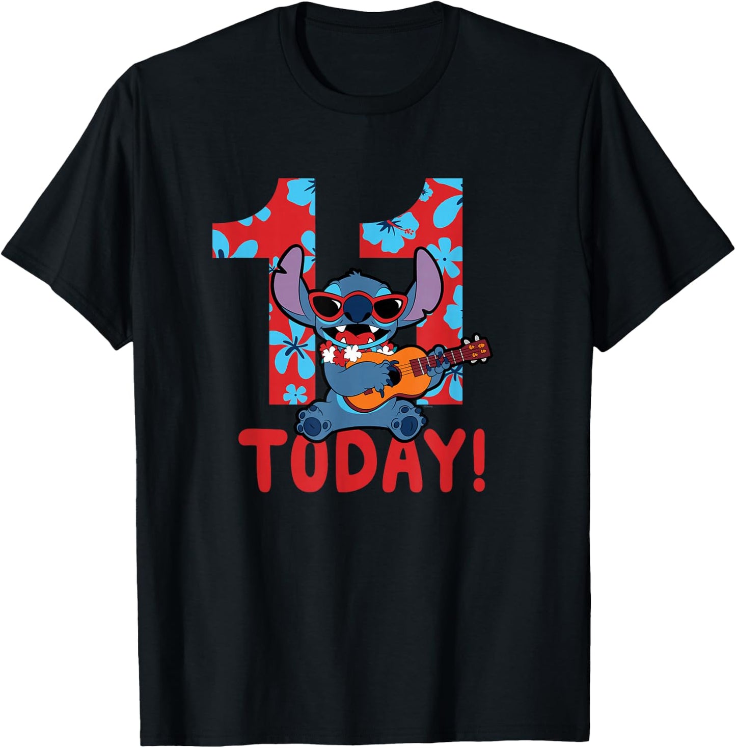 Disney Lilo & Stitch Tropical Birthday 11 Years Old Today T-Shirt - T-Shirt | Black