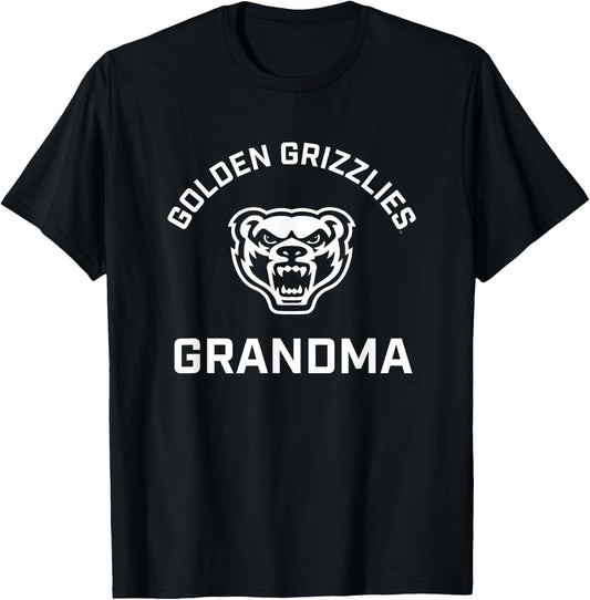 Oakland University Golden Grizzlies Arched Grandma T-Shirt - T-Shirt | Black