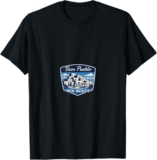 Taos Pueblo New Mexico Native American Landmark Travel T-Shirt - T-Shirt | Black