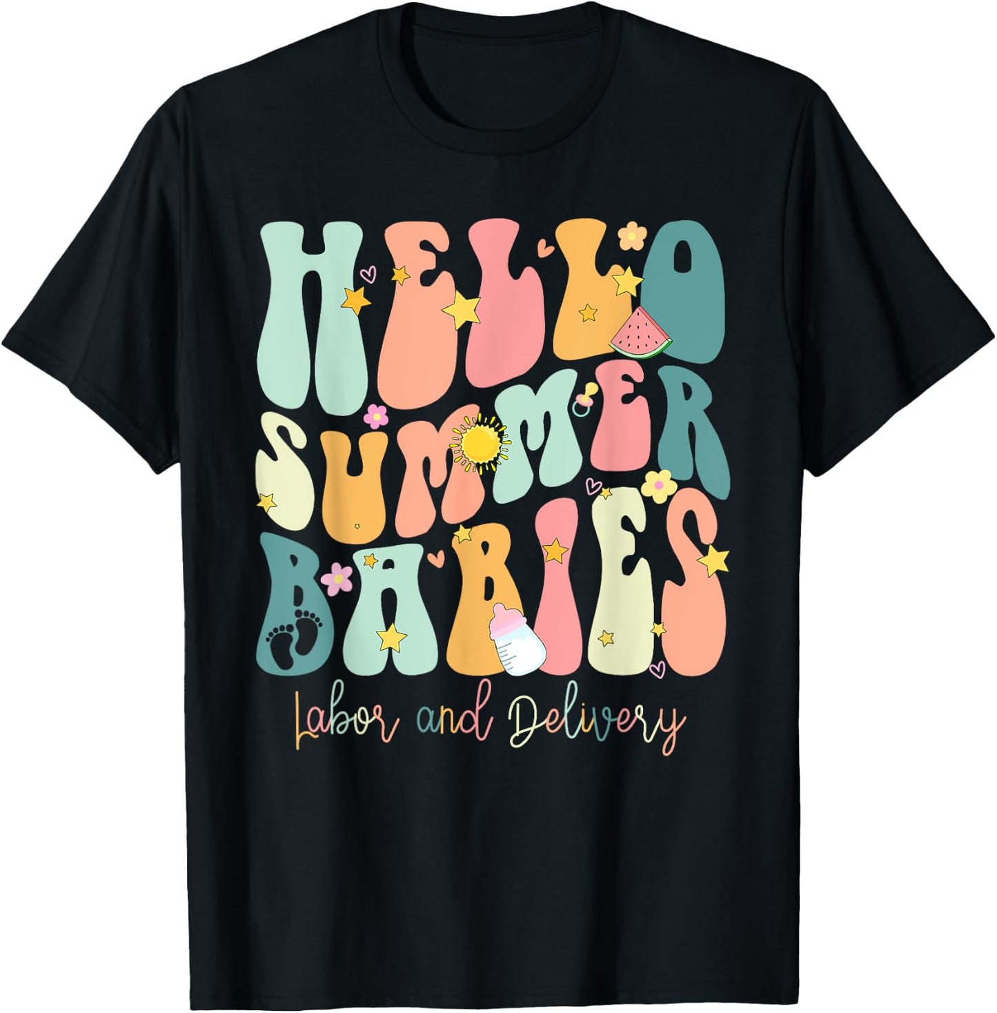 Hello Summer Labor and Delivery Nurse, Summer Labor Men Women Girls Kids T-Shirt - T-Shirt | Black
