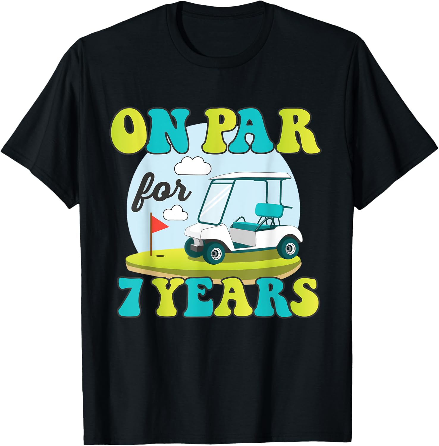 Funny 7th Birthday Golf Shirt 7 Years Old Golfer Kids Boys T-Shirt - T-Shirt | Black