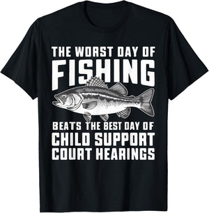 The Worst Day of Fishing Beats the Best Day of Child Support T-Shirt - T-Shirt | Black