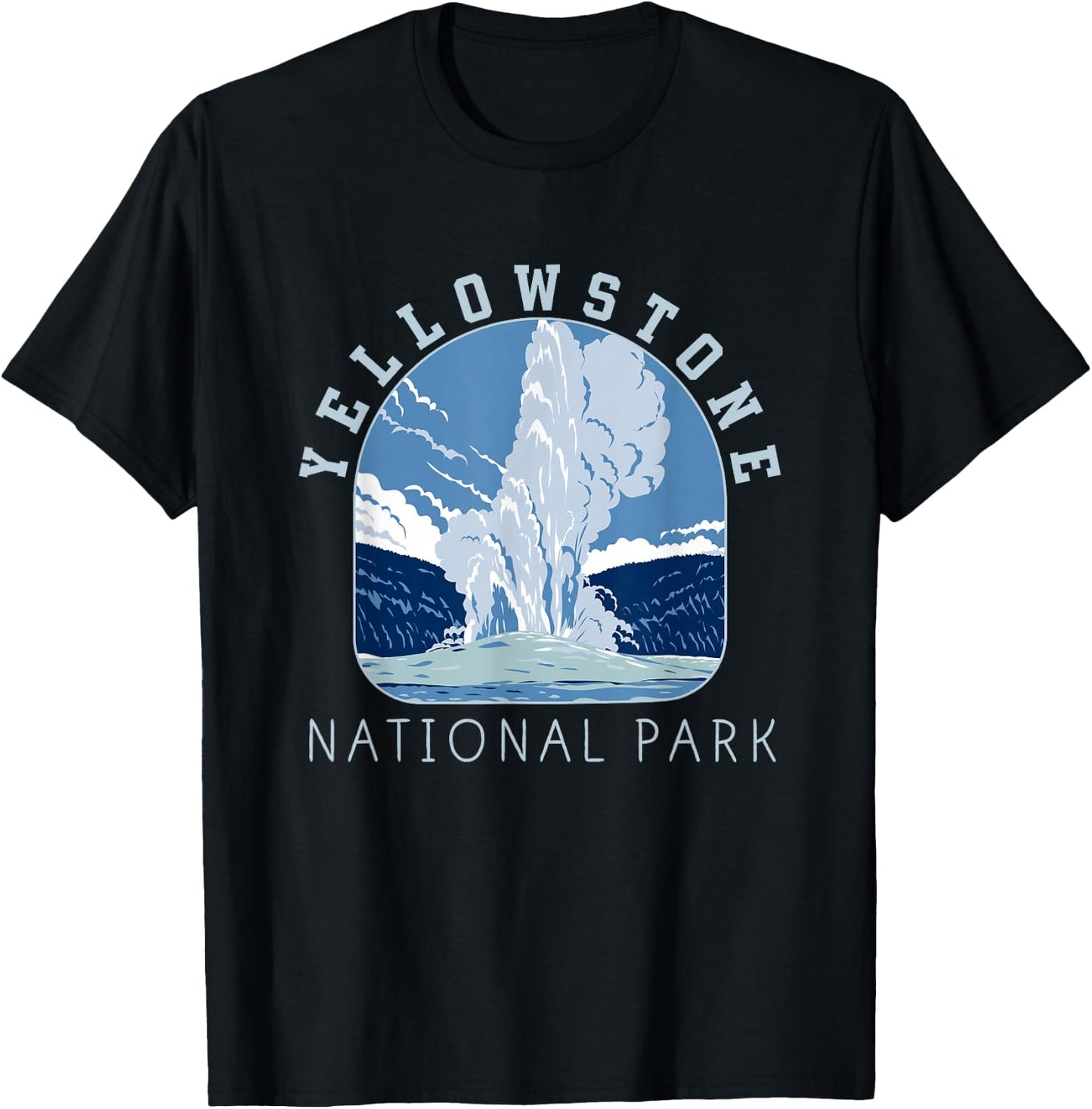 Yellowstone National Park Retro Vintage Old Faithful Gifts T-Shirt - T-Shirt | Black